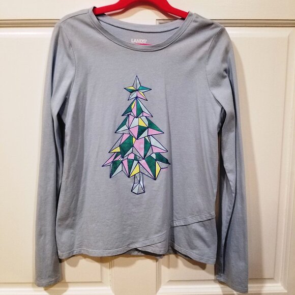 Lands' End Other - Girls' Lands' End L/S Curved Hem Graphic Tee, Size L (10-12), EUC